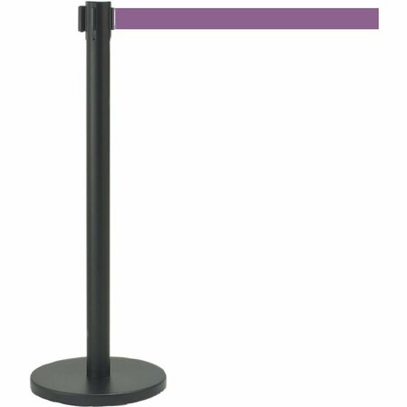 AARCO Form-A-Line System With 7' Slow Retracting Belt, Black Finish with Purplek Belt. HBK-7PU